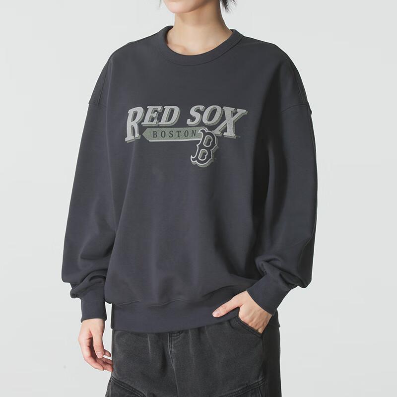 Унисекс толстовка с длинным рукавом MLB Red Sox с буквенным принтом, спущенное плечо, 3AMTV0554-43CGS