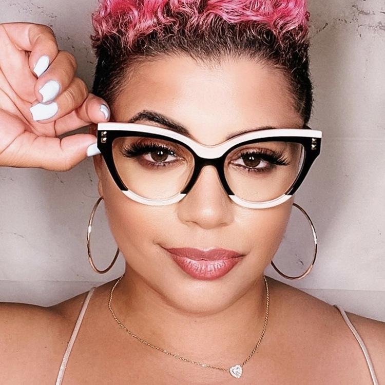 Заклепочная черно-белая цветовая гамма для новых оправ для очков, модная и маленькая по внешнему виду