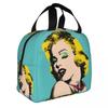 Pop Art Golden Warhol Lunch Box Resuable Waterproof Thermal Cooler Food Gold Girl Monroe Insulated Lunch Bag for Women Work Bags