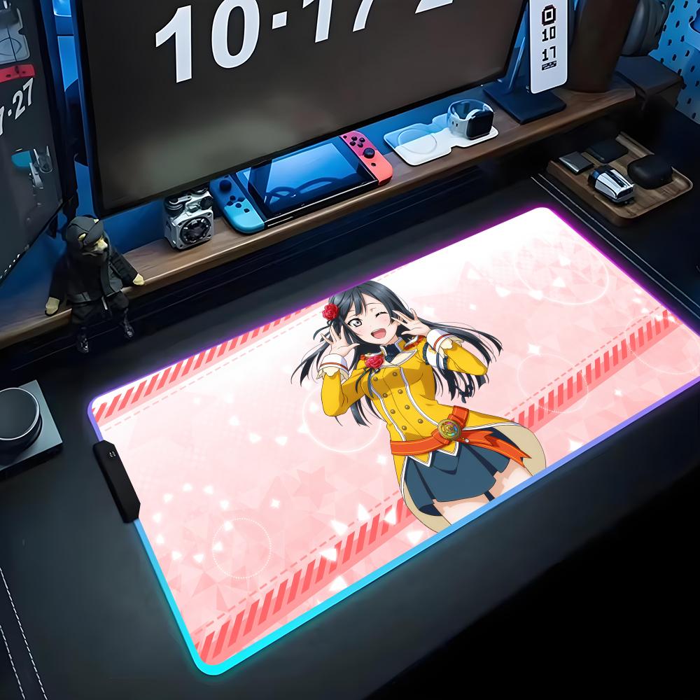 Setsuna yuki Коврик для мыши RGB Игровой коврик для мыши Большой светодиодный коврик Настольный коврик для ПК Светящийся коврик для мыши Большие коврики для клавиатуры Настольный ковер с подсветкой