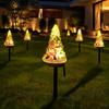 Auto Sensor LED Landscape Decor Christmas Solar Garden Light, Santa Tree Resin Yard Stake with Holiday Lighting for Winter Warm Glow, Waterproof
