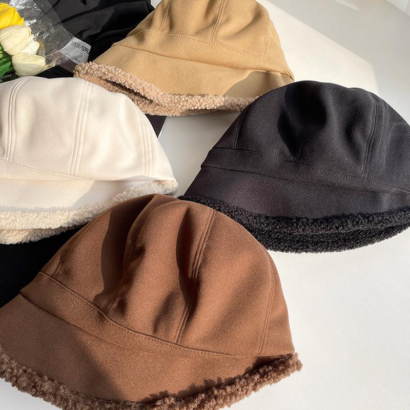 Women Winter Lamb FLeece Beret Hat Solid Plush Thicken Warm Octagonal Caps Lady Female Windproof Cowboy Caps Headgear