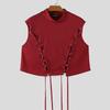 INCERUN Summer Men Sleeveless Bandage Lace-up Party Short Tank Tops