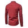Linen Men Shirt Casual Slim Business T-shirts Half Button Pullover Long Sleeve Thin Top Solid Color Stretch Undies Men Clothing