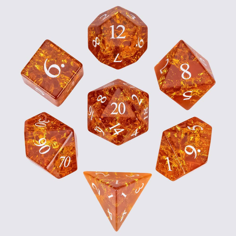 Набор кубиков Cusdie Glass для D&D, 7 кубиков, ручная работа, кубики из битого стекла D4-D20, полиэдрические кубики с кожаным футляром для настольных RPG-коллекций