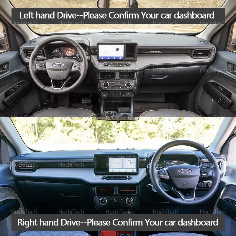 Car Dashmat Black/Brown Leather Dashboard Cover Suede Leather Dash Mat Pad Sunshade for Ford Maverick 2024 2025