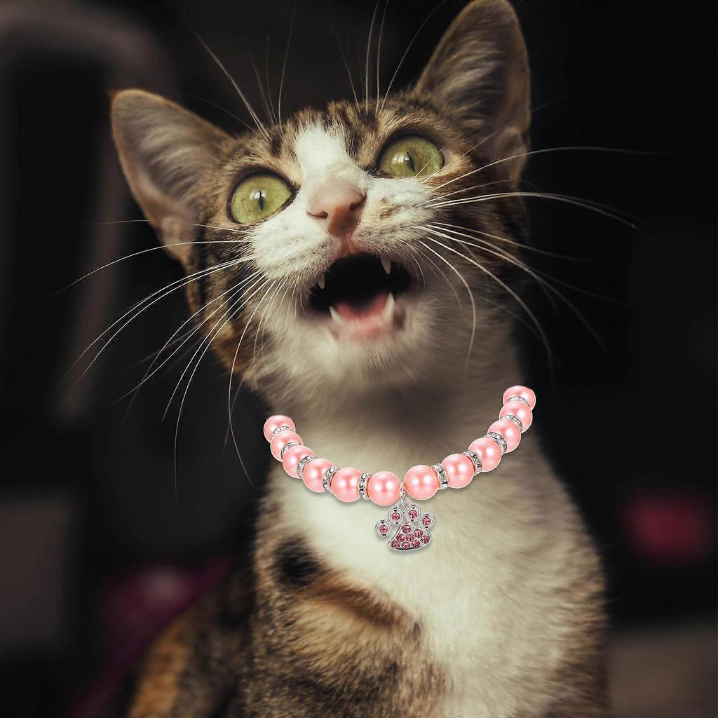 Kitten Collar Adjustable Cat Necklace for 2Pcs Pink Pet Neck Ornament