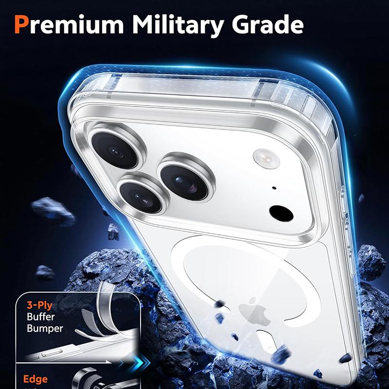 Ударопрочный прозрачный акриловый магнитный чехол для For Iphone 17 Air 17 Pro Max Чехол-задняя крышка для беспроводной зарядки для For Iphone 17ProMax