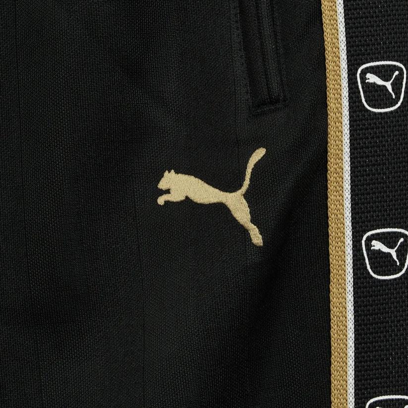 Puma Архивный Принт Полоски Логотип Эластичные Свободные Прямые Штаны Спортивные Вязаные Мужские Брюки 94089801