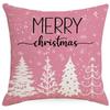 1pc Pink Christmas Cushion Cover  Snowman Deer Pine Printed Washable Cover for Home Ornament Xmas New Year Christmas Decoration