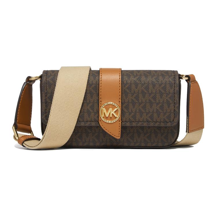 New MICHAEL KORS Artificial Leather Envelope Bag, Shoulder Bag Women's Dark Brown & Acorn Brown 32S3GGRC0B-252