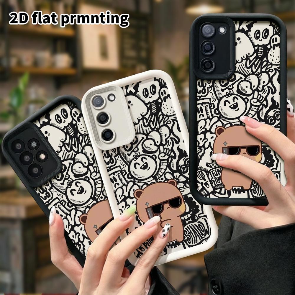 Phone Case: 2D Flat Samsung Galaxy A34 A35 M05 M06 S20 S22 S21 FE Plus 5G Protective Case, Wearing Black Sunglasses, Christmas and Halloween Gifts