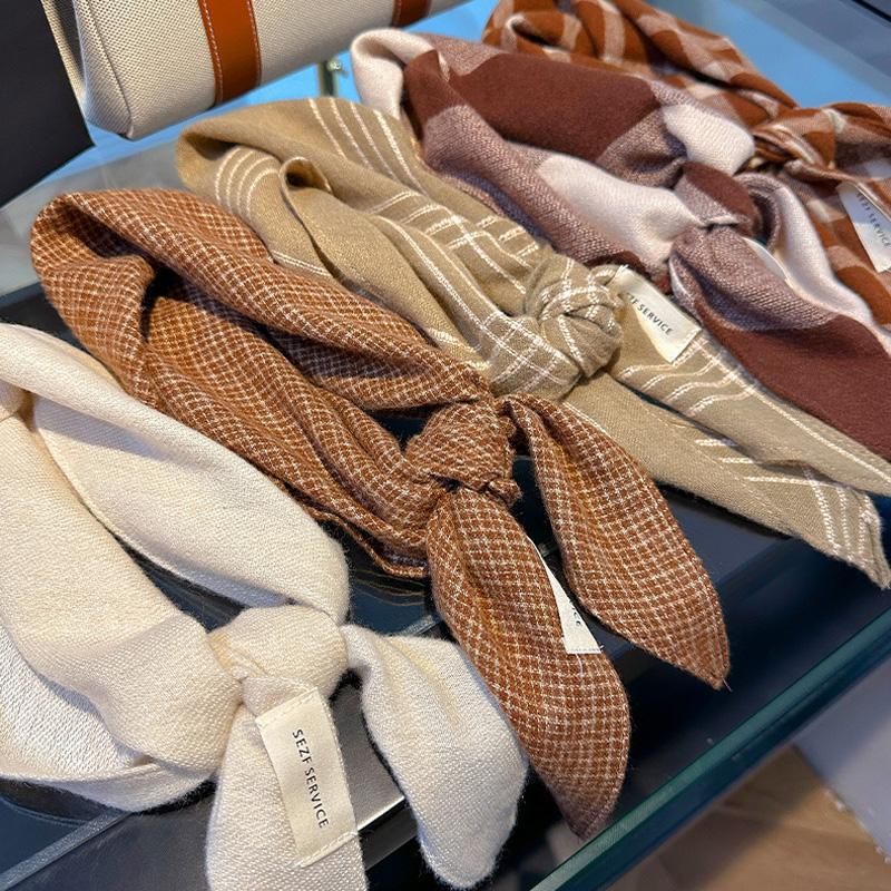 1Pc Plaid Pattern Multi-functional Acrylic Cashmere-like Versatile Solid Color Leisure Shawl Scarf Diamond Shaped