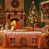 Yousheng Gingerbread House Christmas Tablecloth Reusable Washable Gingerbread Playhouse Table Cover with Playful Cut-Out Windows for Dining Room Party