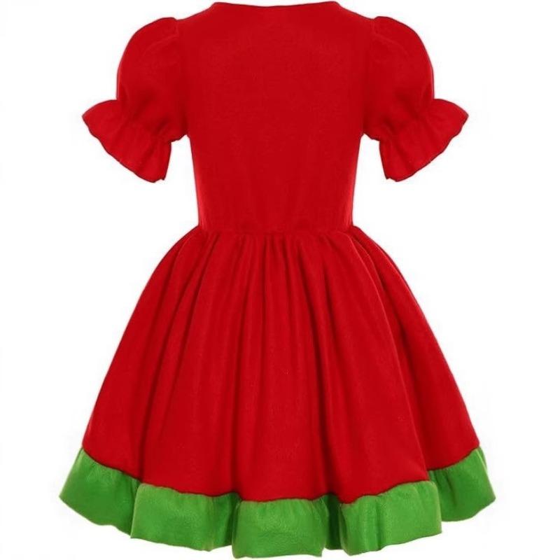 Платье Рождественского Эльфа для Девочек Детский Праздничный Костюм Эльфа Рождественский Подарок для Девочек Праздничный Наряд Нарядное Платье