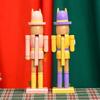 Artistic 12Inch Easters Rabbit Nutcrackers Wooden Figurine Ornament with Hat and Colorful Body for Holiday Decoration