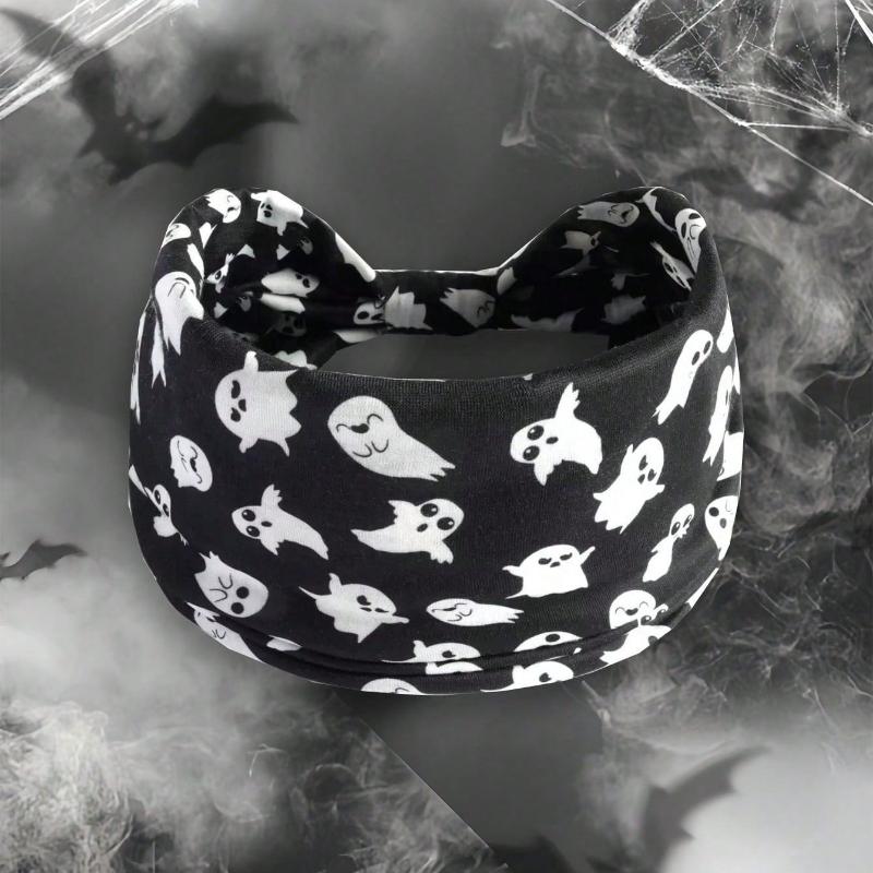 Женские широкие праздничные повязки на голову с тыквой и летучей мышью, фестивальный подарок, аксессуары для волос, тыква, роза, бохо, полиэстер, модный всесезонный женский шарф, осенняя повязка для волос