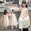 Girls' dress 2026 summer new western-style dress fashionable mesh dress sweet and lovely flower princess dress