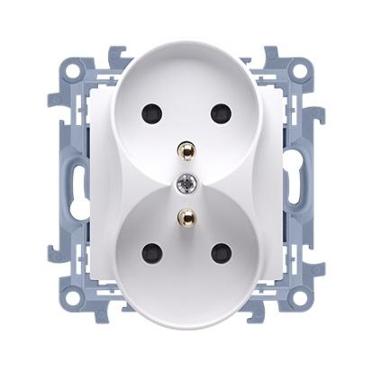 Simon 10 Double Socket With/Unit White - S+842147