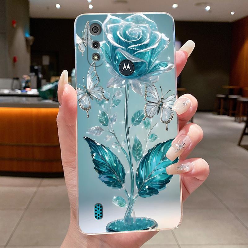 Case For Motorola Moto E6 Plus E6S (2020) Coque Flower Protective Cases Moto E7 Power E7 Plus Capa Soft Silicone TPU Phone Cover