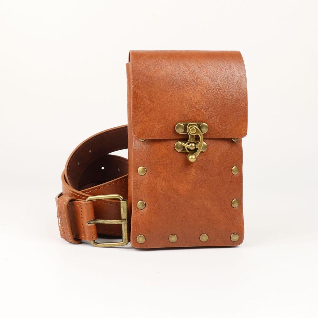 Steampunk Leather Phone Bag - Medieval Belt Accessory for Renaissance Cosplay