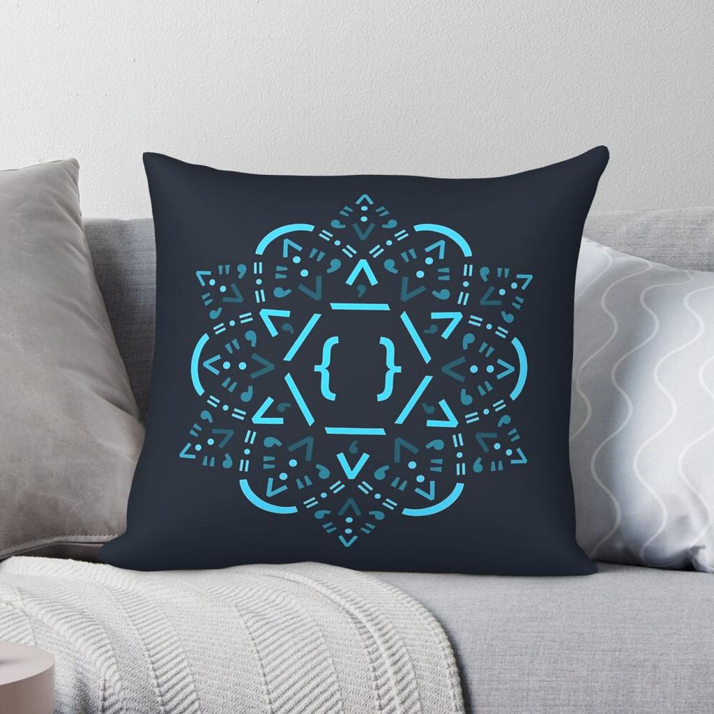 Code Mandala React Framework Square Pillowcase Polyester Linen Velvet Printed Decorative Throw Pillow Sofa Seater Cushion Cover