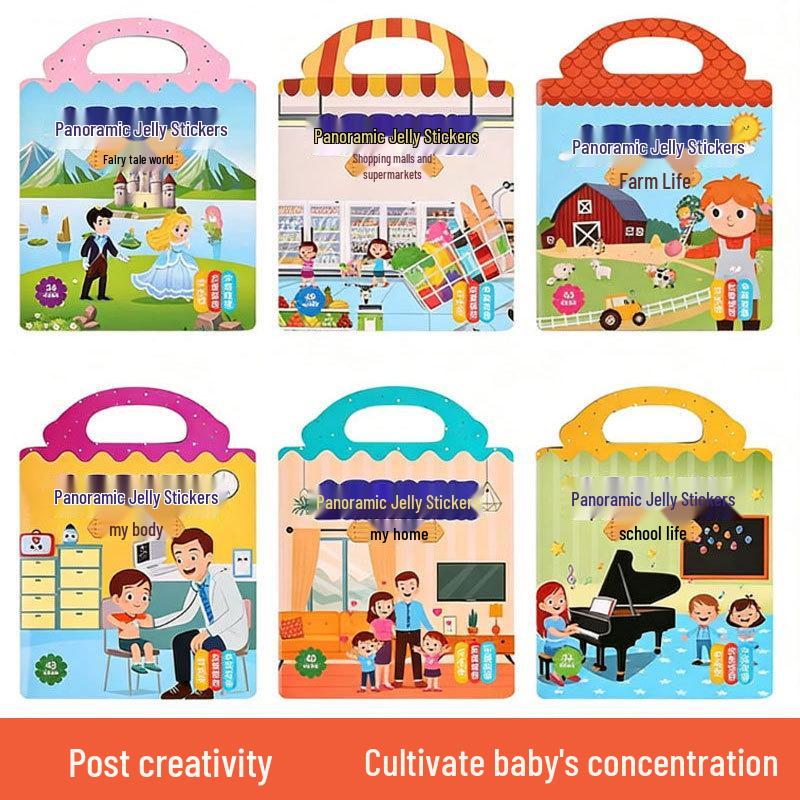 Children's Reusable Scenery Sticker Book: Educational DIY Toy for Early Learning and Cognitive Development