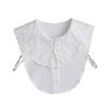 White Cotton Detachable Collar for Women Elegant Embroidery Floral False Collar Sweet Peter Pan Half Shirt Faux Col Decorative