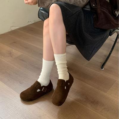 Обувь женская 2025 зима бархатные теплые хлопковые туфли ретро японские уродливо-милые одинарные туфли лоферы