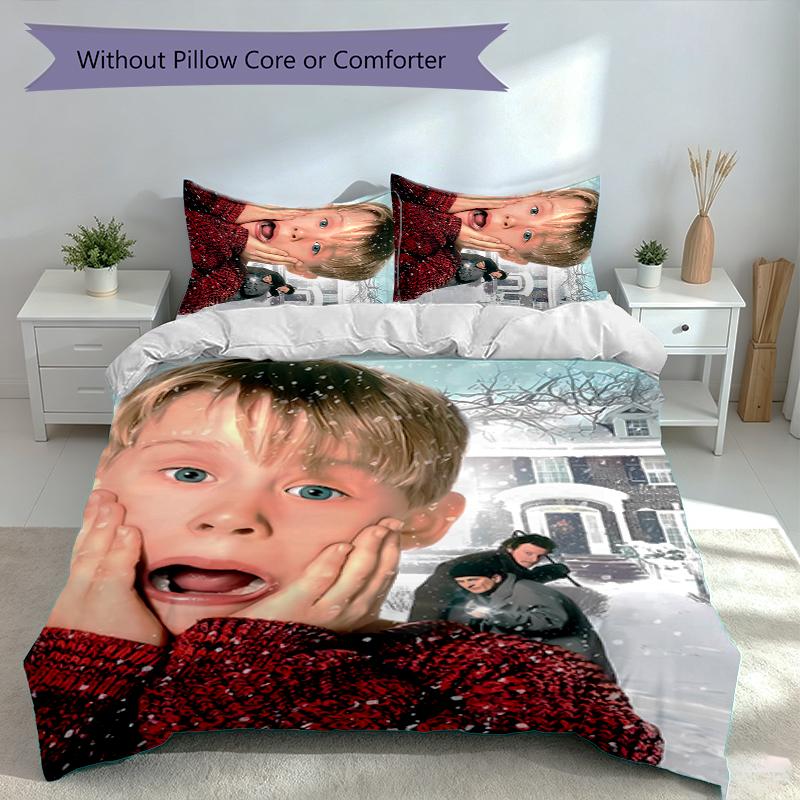3pcs Home Alone Duvet Cover Set, Includes 1 Duvet Cover and 2 Pillowcases,Skin-Friendly&Comfortable Fabric,Suitable Bedding Sets