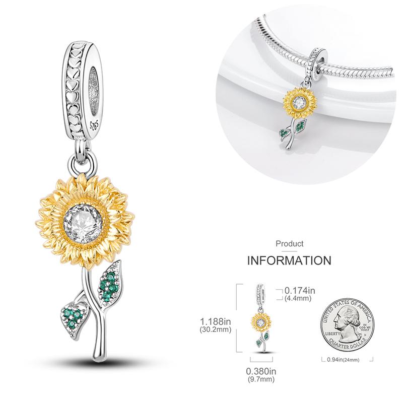 Fashion Trend 925 Silver Travel Airplane Dangle Charms Fit Original  Charm Bracelet DIY Sunflower Butterfly Bead