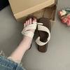 2024 Slippers Female Summer Wear New French Fairy Gentle Matching Skirt Seaside Beach Soft Flat Bottom Cover Toe Sandals