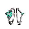Комплект колец Sanjie Green Zircon Flower: Элегантные многослойные кольца для женщин