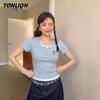Женская футболка TonLion с коротким рукавом, имитация двойки