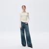 Women's Retro Blue High-Waist Wide-Leg Jeans