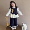 Autumn 2025 Girls' Fashionable Bubble Sleeve Shirt & Three-Piece Set