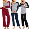 Women Maternity Long Sleeve Baby T-shirt Tops+Pants Pajamas Set Suit