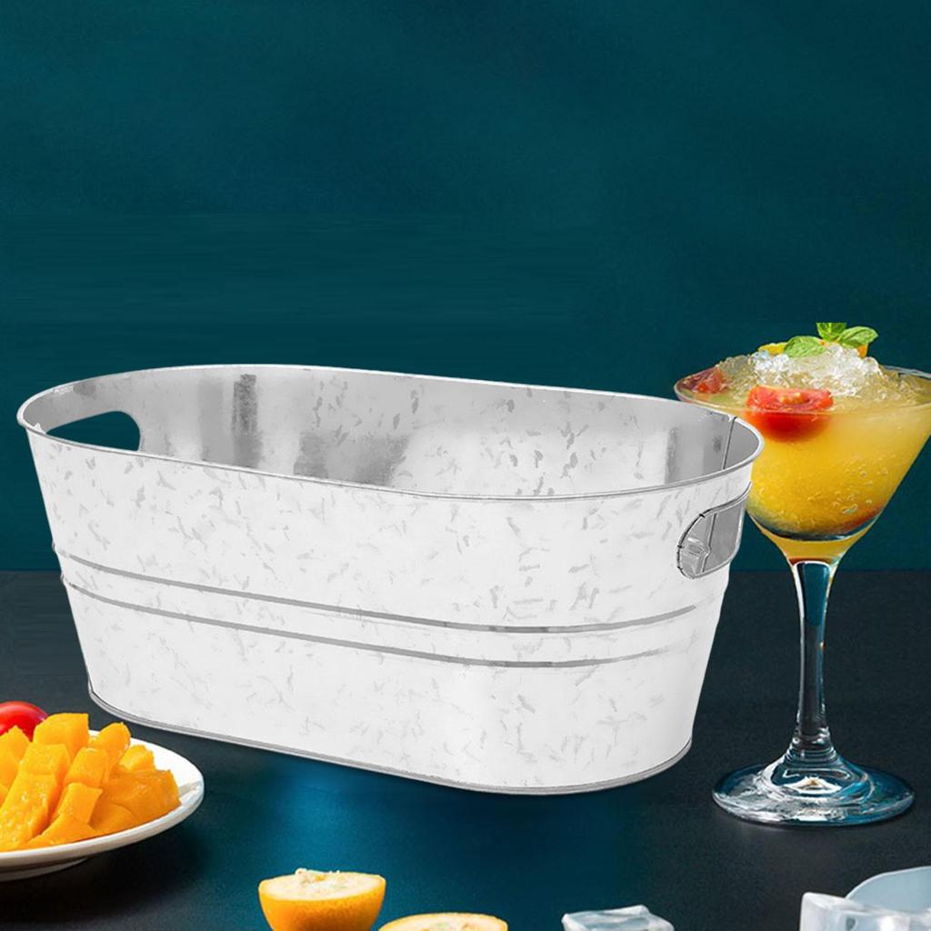 Galvanized Beverage Tub,Long Oval Tub,Beer Champagne Cocktail Cooling,Galvanized Metal