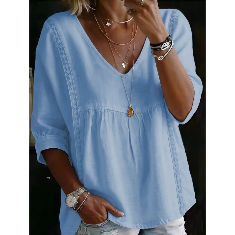GMXIA Women's Fashion Casual 1/2 Sleeves V-Neck Blouses & Shirts