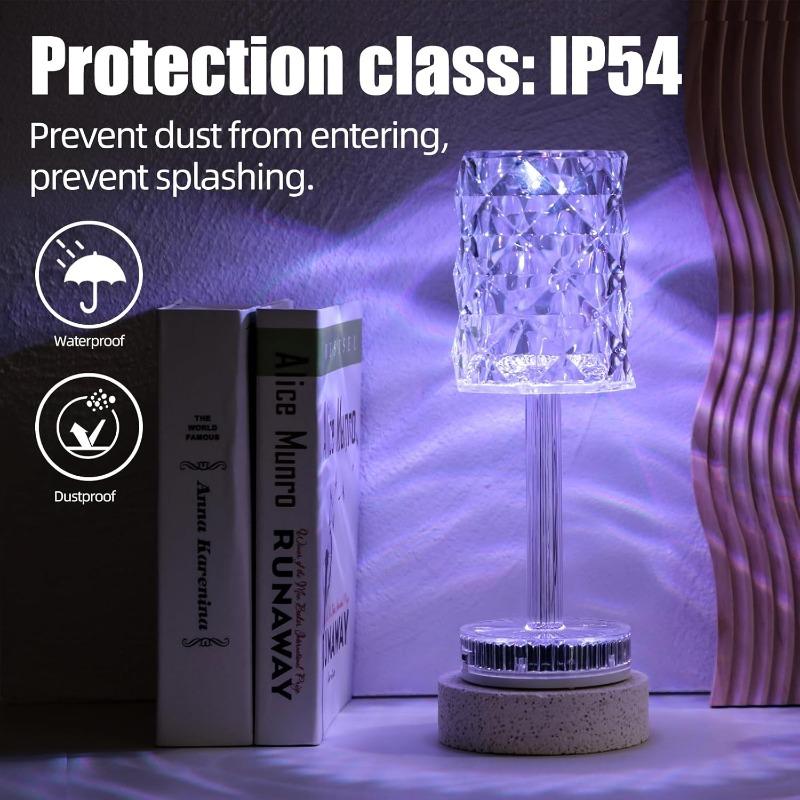 Портативная хрустальная светодиодная настольная лампа, 3 цвета, сенсорное управление, перезаряжаемая лампа, ночник, прикроватная лампа, лампа для столовой (16-цветный)