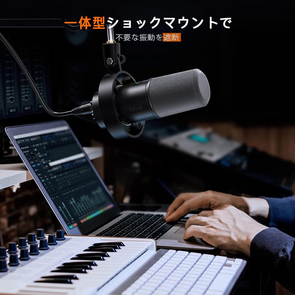 FIFINE Dynamic Potcast Microphone Connectable Cardioid Pattern Unidirectional USB Cable Included Compatible Earphone Output Terminal One Touch Mute