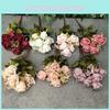 11 Head Polish Rose Buds Silk Bouquet For Wedding Photography Home Decor