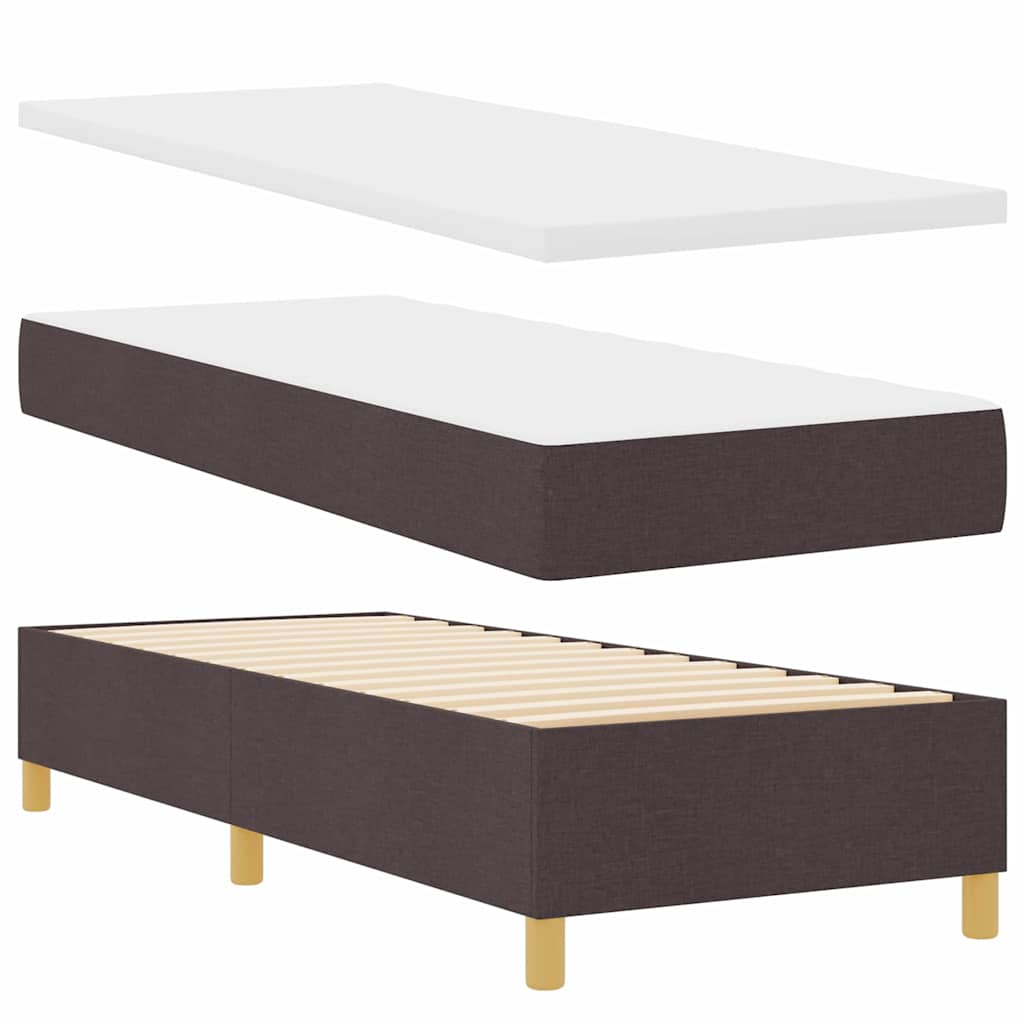 Boxspring Bed with Headboard Dark Brown 80 x 200 cm Fabric