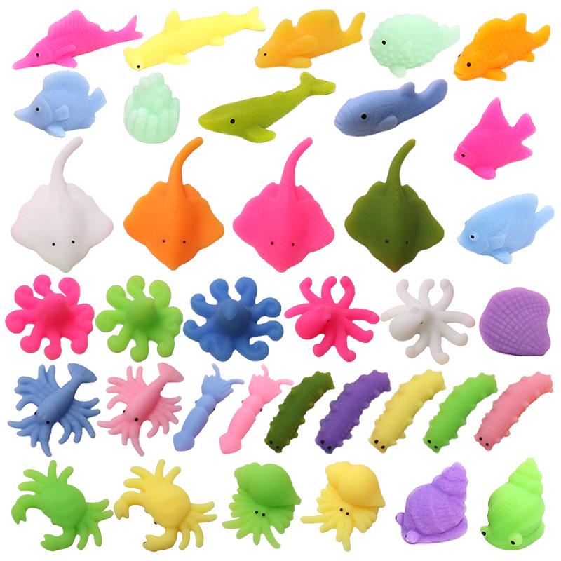 10/30/50Pcs Squishies Mochi Toys Sea Animals Stress Ball Stress Relief Squeeze Toys Goodie Bag Stuffers Fidget Toys Marine Theme