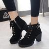 Women's Ankle Boots 2025 Autumn High Heel Belt Buckle Shoes Women Lace Up Platform Boots Women  Boots 42 Botas De Mujerv