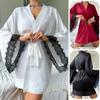 Sexy Nightgown Medium Bathrobe Sex Pajamas Women's Long-sleeved Women's Satin Loungewear