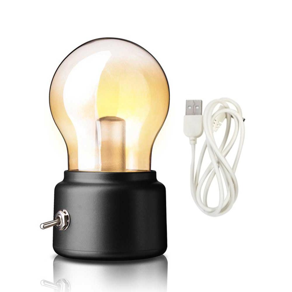Led Bulb Desk Lamp Decoration Light Retro USB Rechargeable Night Light Bedside Desk Table LED Lamp Decor Lights
