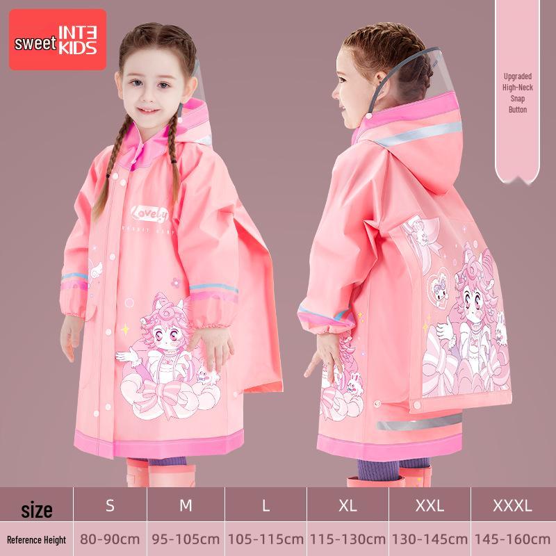 2025 Новый водонепроницаемый плащ для девочек на всю длину тела для начальной школы, надевается поверх рюкзака