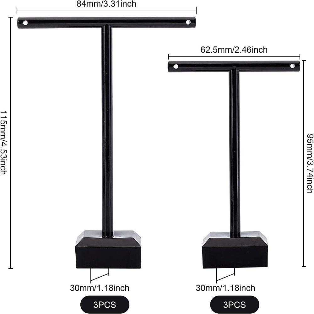 3sets Plastic Earring Displays with Wood Earring Display Stand sets Black 3x8.4x11.5cm