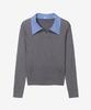 MIND BRIDGE WOMEN [W] Shirt Collar Ribbed Knit